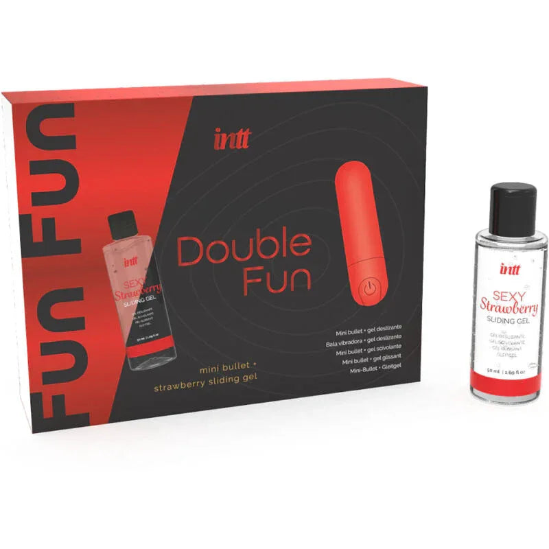 INTT RELEASES - DOPPELTER SPASS-KIT MIT VIBRIERENDER KUGEL UND ERDBEER-MASSAGEGEL - Vanelion Paradise