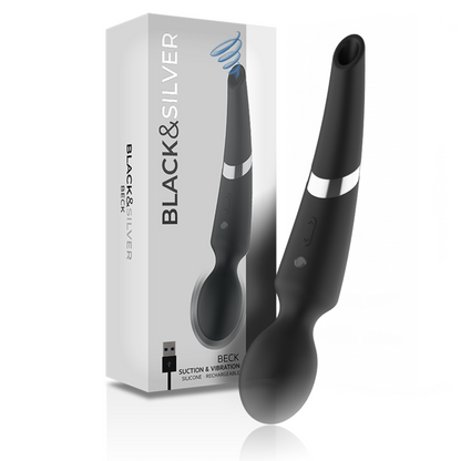 BLACK&SILVER - BECK WIEDERAUFLADBARES SILIKON-MASSAGER UND SAUGSCHWARZ