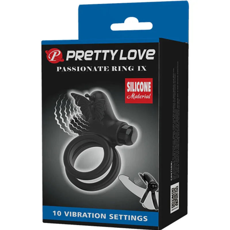 PRETTY LOVE - DOPPELVIBRIERRING MIT SCHWARZEM STIMULATOR - Vanelion Paradise