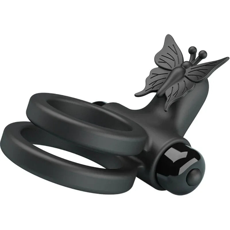 PRETTY LOVE - DOPPELVIBRIERRING MIT SCHWARZEM STIMULATOR - Vanelion Paradise