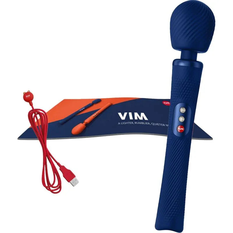 FUN FACTORY - VIM SILIKON WIEDERAUFLADBARER, VIBRIERENDER, GEWICHTETER RUMBLE WAND MITTERNACHTSBLAU - Vanelion Paradise