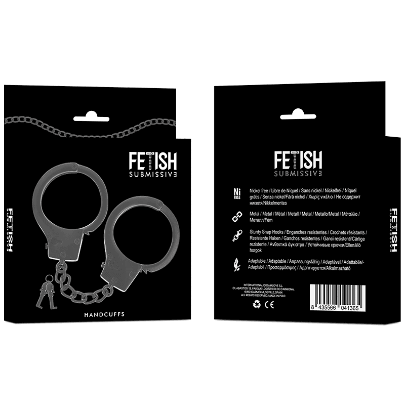FETISH SUBMISSIVE - HANDSCHELLEN AUS METALL FÜR SCHWARZE HNDE MIT SCHDELSCHLÜSSEL - Vanelion Paradise