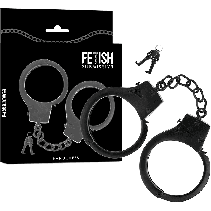 FETISH SUBMISSIVE - HANDSCHELLEN AUS METALL FÜR SCHWARZE HNDE MIT SCHDELSCHLÜSSEL - Vanelion Paradise