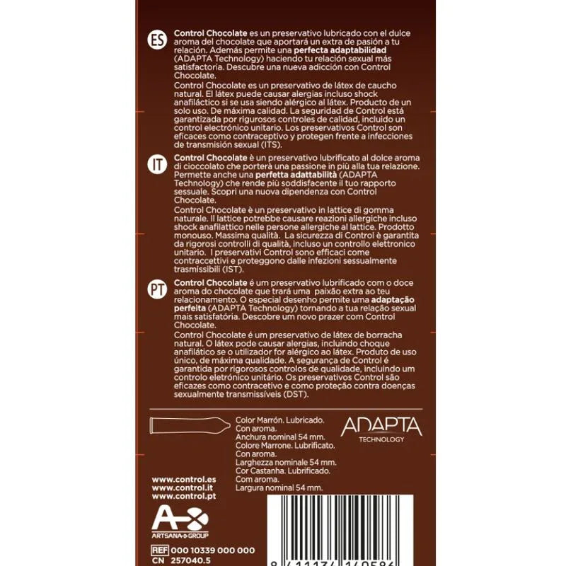 CONTROL - ADAPTA CHOCOLATE CONDOMS 12 UNITS - Vanelion Paradise