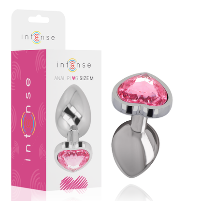 INTENSE - ALUMINIUM-METALL-ANAL-STECKER ROSA HERZ GRÖSSE M