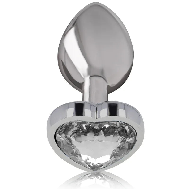 INTENSE - ALUMINIUM-METALL-ANAL-STECKER, WEISSES HERZ, GRÖSSE M - Vanelion Paradise