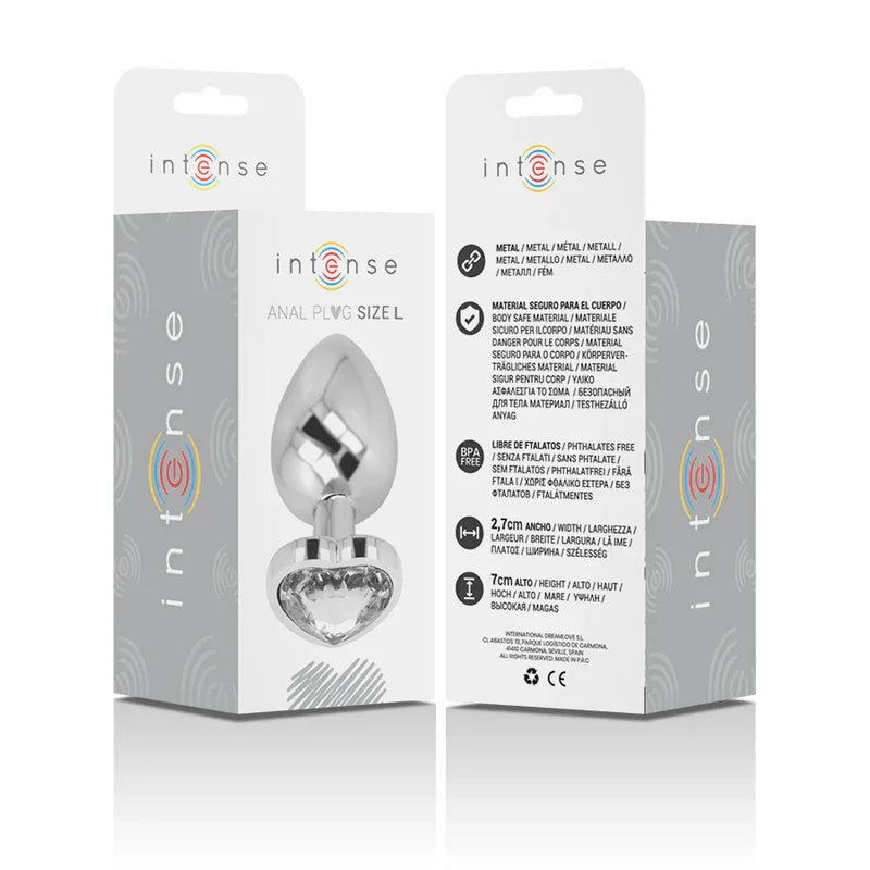 INTENSE - ANALPLUG METALL ALUMINIUM WEISS HERZ GRÖSSE L - Vanelion Paradise
