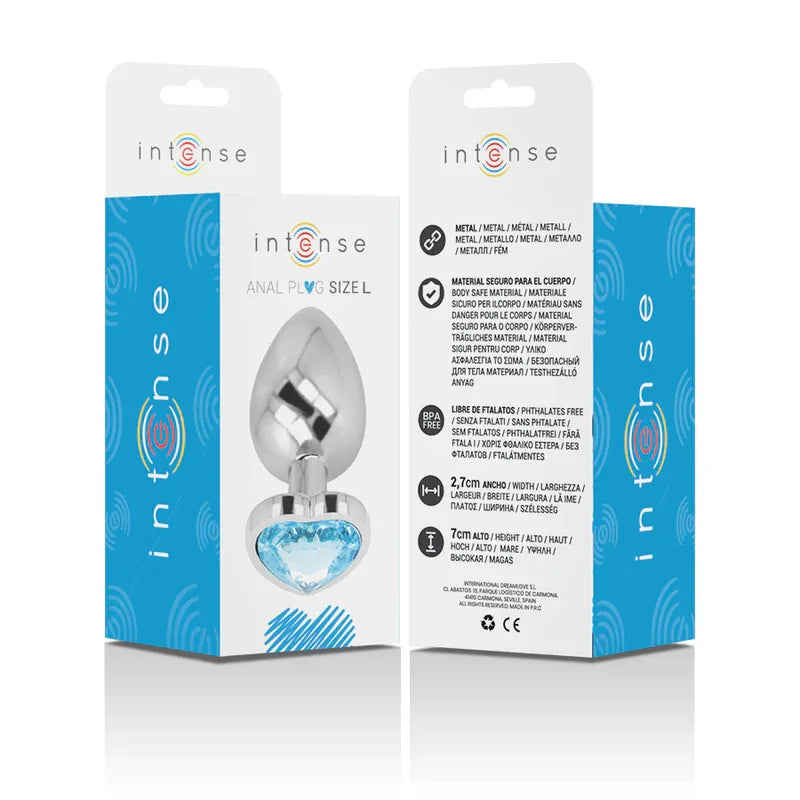 INTENSE - ALUMINIUM-METALL-ANAL-STECKER BLAUES HERZ, GRÖSSE L - Vanelion Paradise