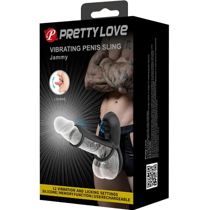 PRETTY LOVE - JAMMY PENIS-HÜLLE 12 VIBRATIONEN MIT WIEDERAUFLADBARER SILIKON-ZUNGE - Vanelion Paradise