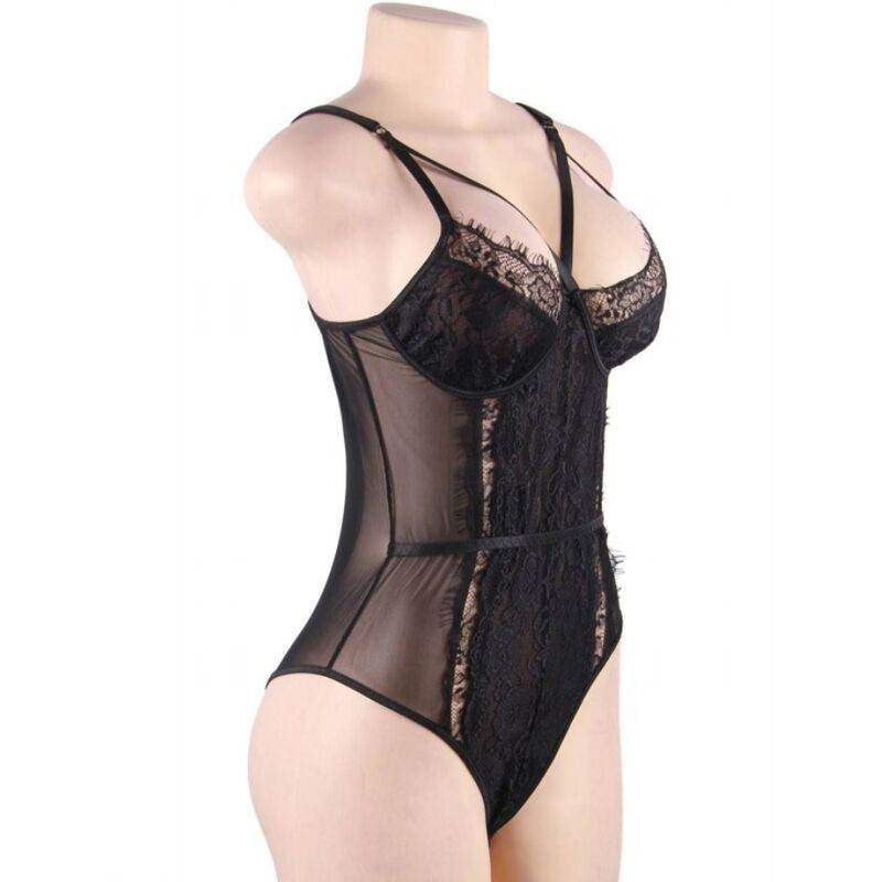 QUEEN LINGERIE - SCHWARZER SPITZEN-TEDDY S/M - Vanelion Paradise