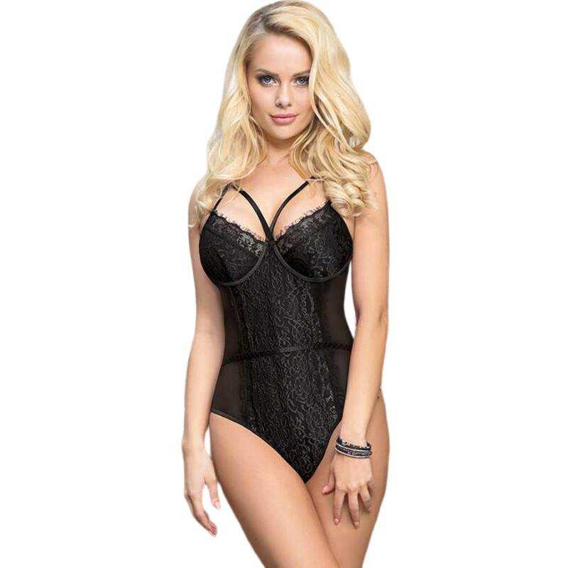 QUEEN LINGERIE - SCHWARZER SPITZEN-TEDDY S/M - Vanelion Paradise