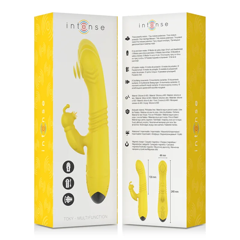 INTENSE - TOKY MULTIFUNKTIONSVIBRATOR UP & DOWN MIT KLITORELSTIMULATOR GELB - Vanelion Paradise