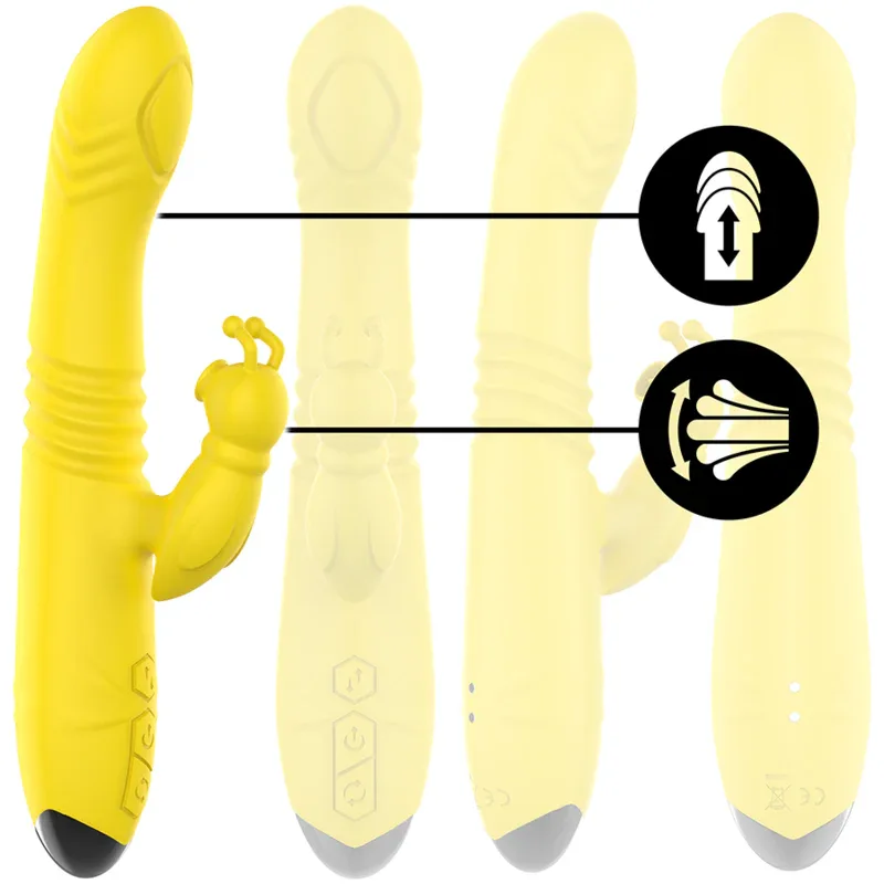 INTENSE - TOKY MULTIFUNKTIONSVIBRATOR UP & DOWN MIT KLITORELSTIMULATOR GELB - Vanelion Paradise