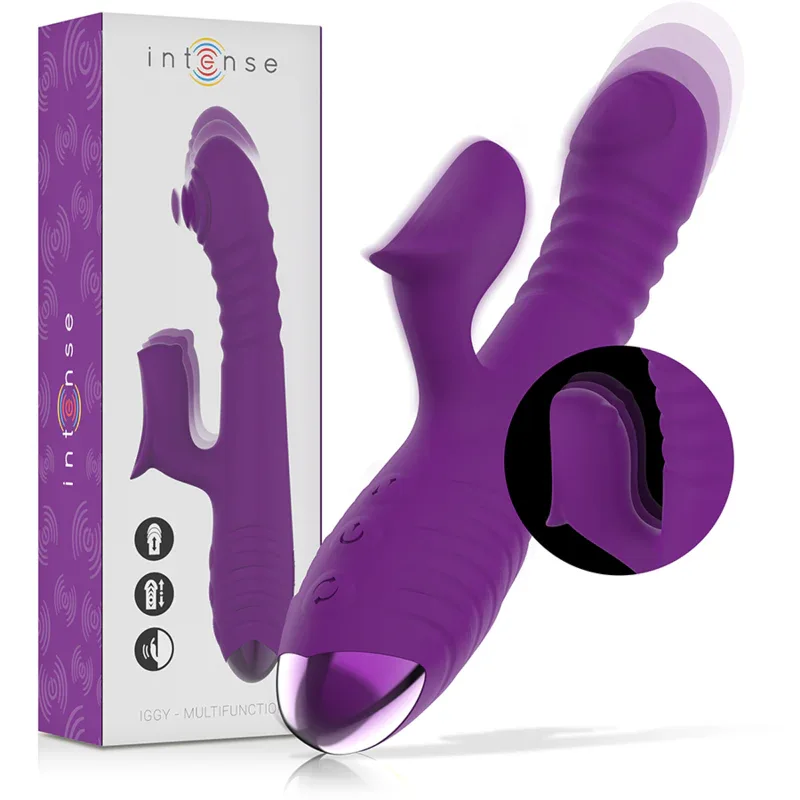 INTENSE - IGGY MULTIFUNKTIONS-WIEDERAUFLADBARER VIBRATOR UP & DOWN MIT KLITORELSTIMULATOR LILA - Vanelion Paradise
