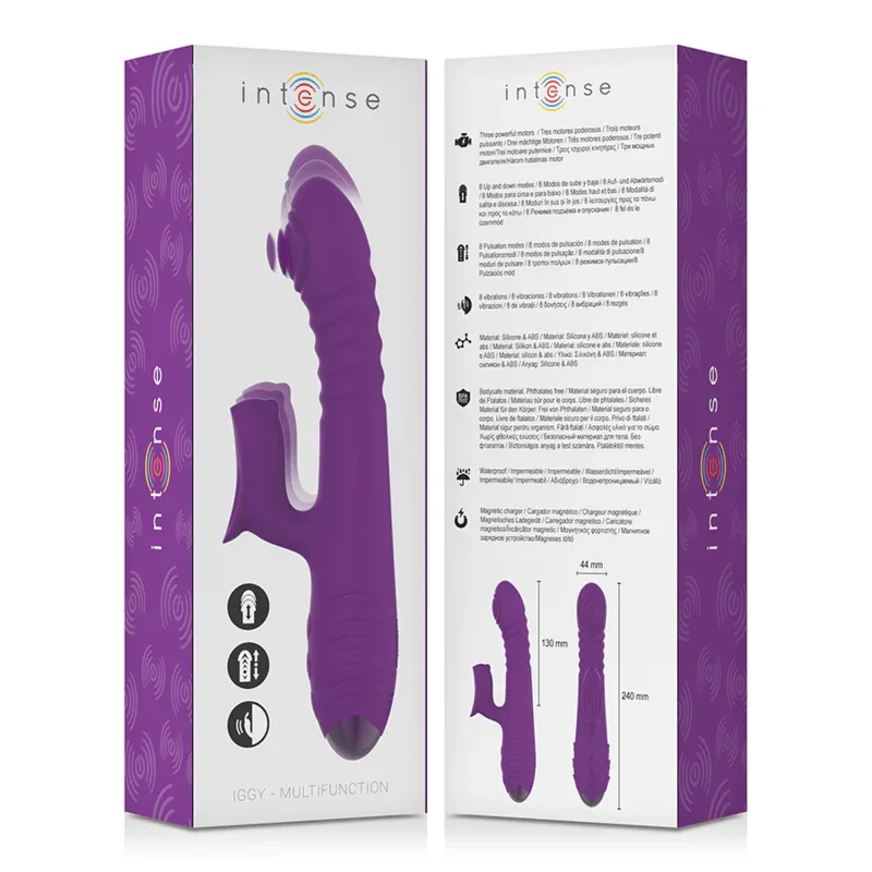 INTENSE - IGGY MULTIFUNKTIONS-WIEDERAUFLADBARER VIBRATOR UP & DOWN MIT KLITORELSTIMULATOR LILA - Vanelion Paradise