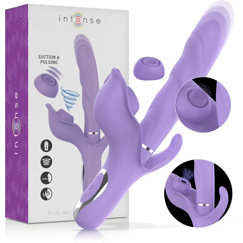 INTENSE - BILLIE MULTIFUNKTIONS-WIEDERAUFLADBARER VIBRATOR MIT SAUG- UND PULSIERENDEM LILA - Vanelion Paradise