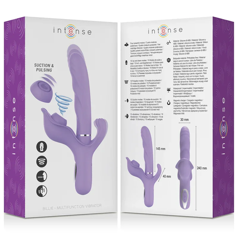 INTENSE - BILLIE MULTIFUNKTIONS-WIEDERAUFLADBARER VIBRATOR MIT SAUG- UND PULSIERENDEM LILA - Vanelion Paradise