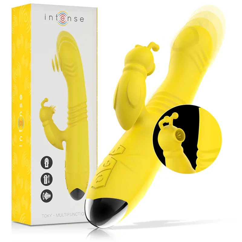 INTENSE - TOKY MULTIFUNKTIONSVIBRATOR UP & DOWN MIT KLITORELSTIMULATOR GELB - Vanelion Paradise