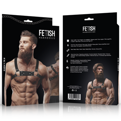 FETISH SUBMISSIVE ATTITUDE - BULLDOG-BRUSTGESCHIRR AUS ÖKO-LEDER FÜR HERREN, GRÖSSE M/L