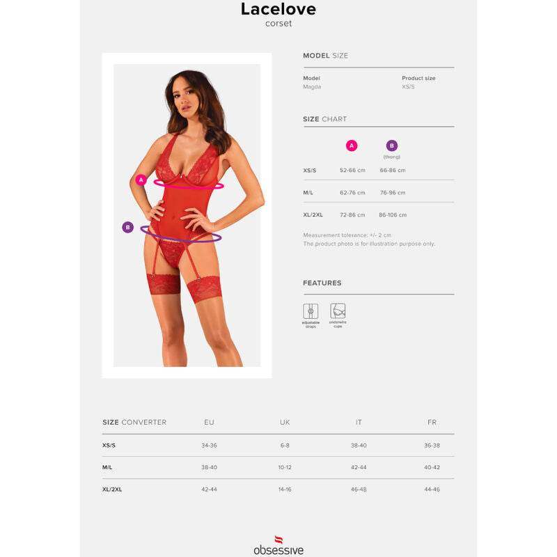 OBSESSIVE - LACELOVE KORSETT ROT XS/S - Vanelion Paradise