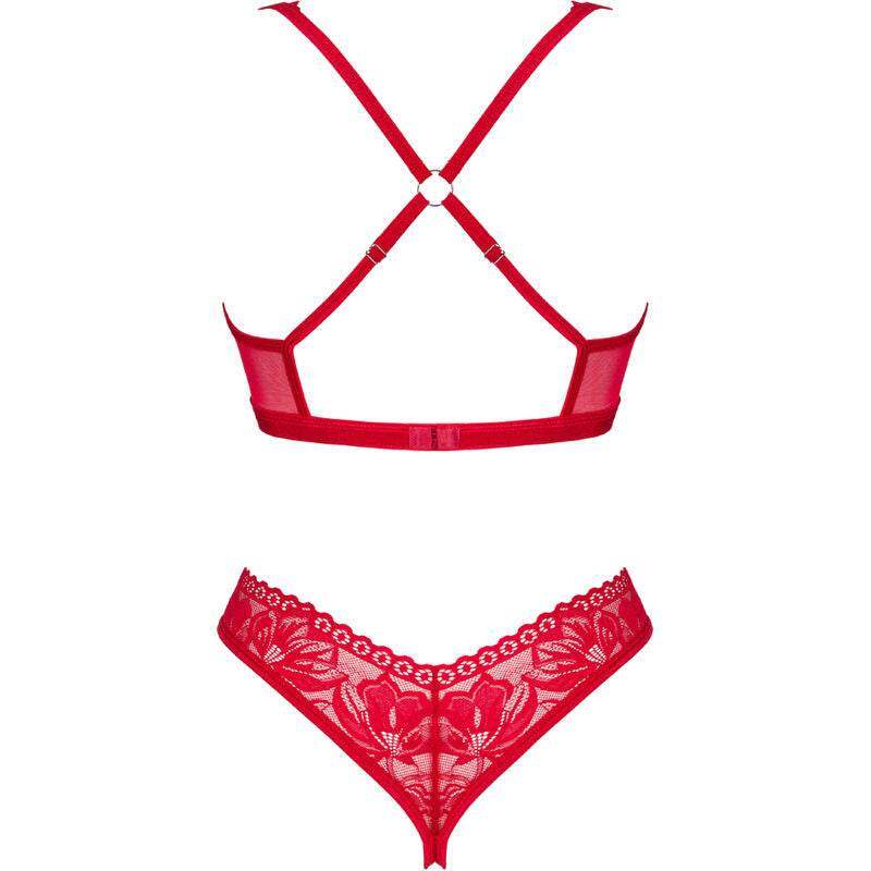OBSESSIVE - LACELOVE SET ZWEITEILIG CUPLESS ROT XS/S - Vanelion Paradise