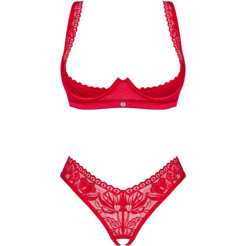 OBSESSIVE - LACELOVE SET ZWEITEILIG CUPLESS ROT XS/S - Vanelion Paradise