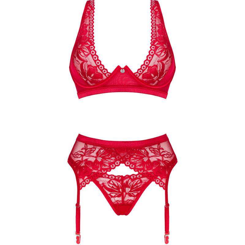 OBSESSIVE - LACELOVE-SET DREITEILIG ROT XS/S - Vanelion Paradise