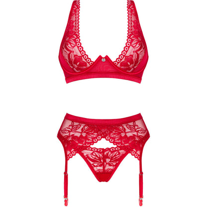 OBSESSIVE - LACELOVE-SET DREITEILIG ROT XS/S