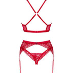 OBSESSIVE - LACELOVE-SET DREITEILIG ROT XS/S - Vanelion Paradise