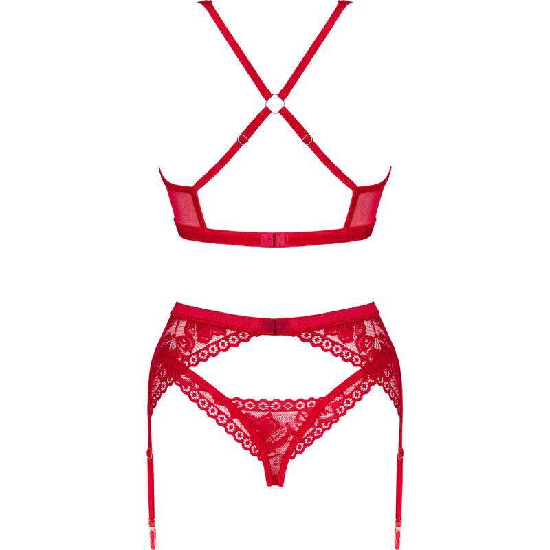 OBSESSIVE - LACELOVE-SET DREITEILIG ROT XS/S - Vanelion Paradise