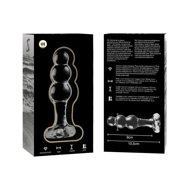 NEBULA SERIES BY IBIZA - MODELL 1 STECKER BOROSILIKATGLAS TRANSPARENT 10.5 CM -O- 3 CM - Vanelion Paradise