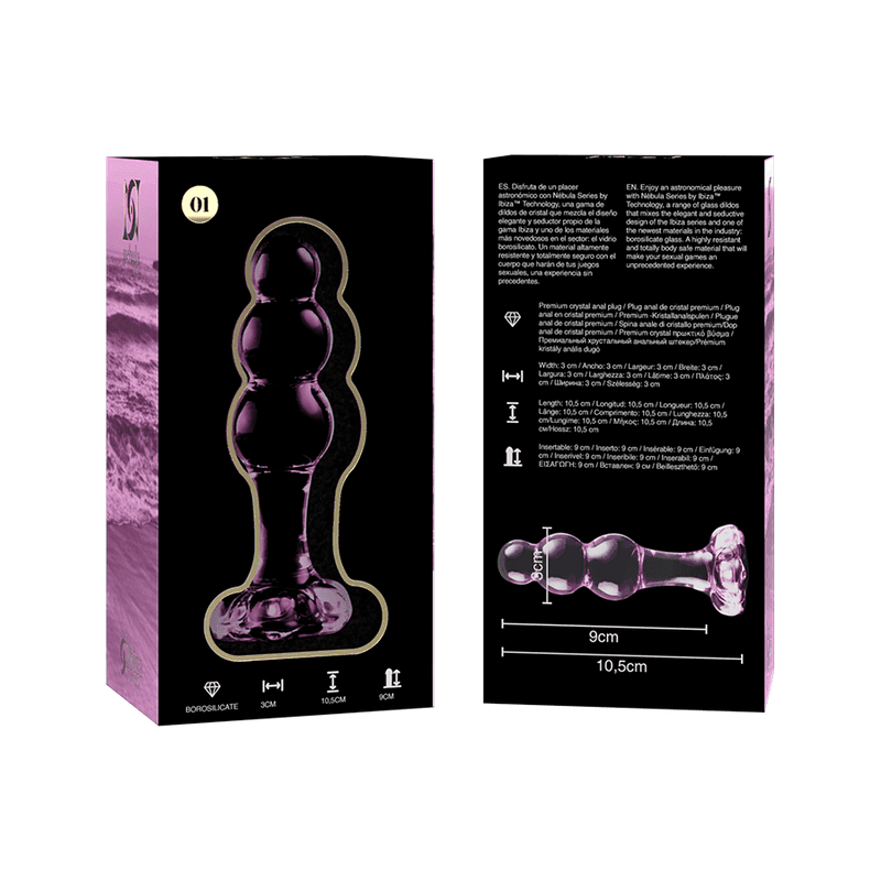 NEBULA SERIES BY IBIZA - MODELL 1 STECKER BOROSILIKATGLAS TRANSPARENT 10.5 CM -O- 3 CM - Vanelion Paradise