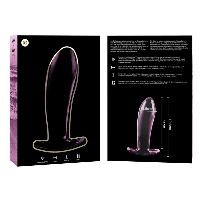 NEBULA SERIES BY IBIZA - MODELL 5 ANALPLUG BOROSILIKATGLAS KLAR 12.5 CM -O- 3.5 CM - Vanelion Paradise