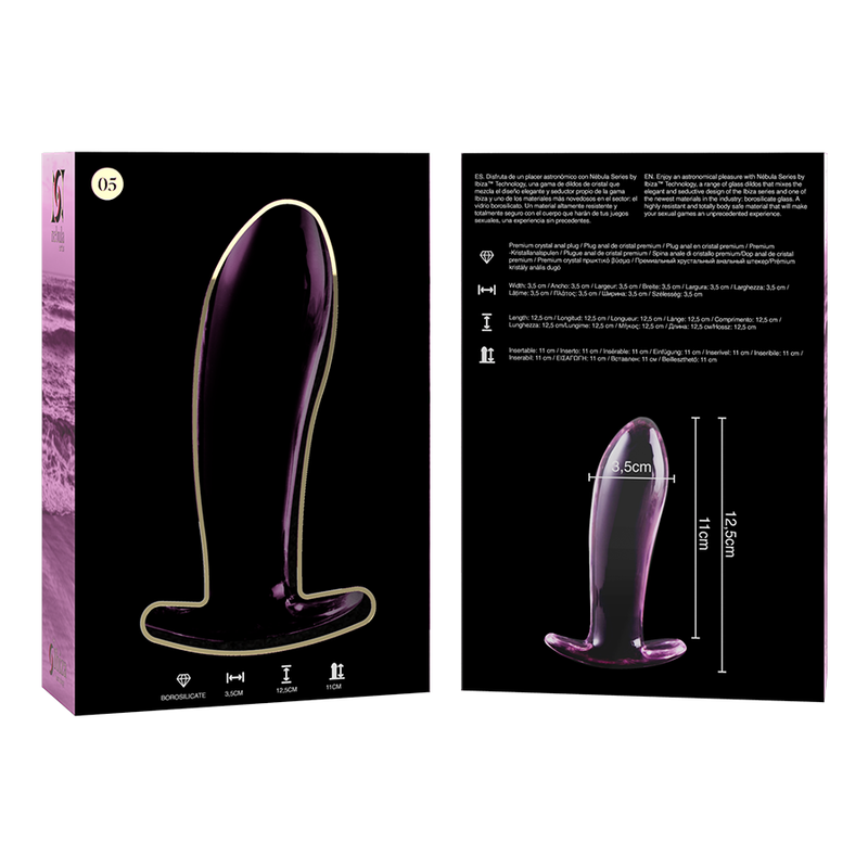 NEBULA SERIES BY IBIZA - MODELL 5 ANALPLUG BOROSILIKATGLAS ROSA 12.5 CM -O- 3.5 CM