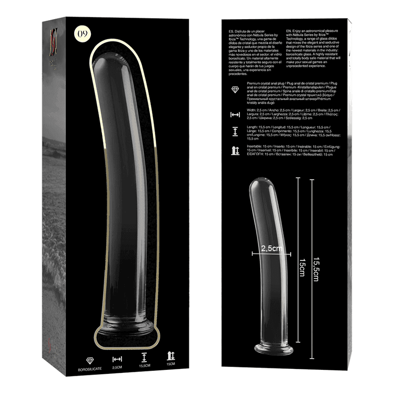NEBULA SERIES BY IBIZA - MODELL 9 DILDO BOROSILIKATGLAS KLAR 15.5 CM -O- 2.5 CM - Vanelion Paradise
