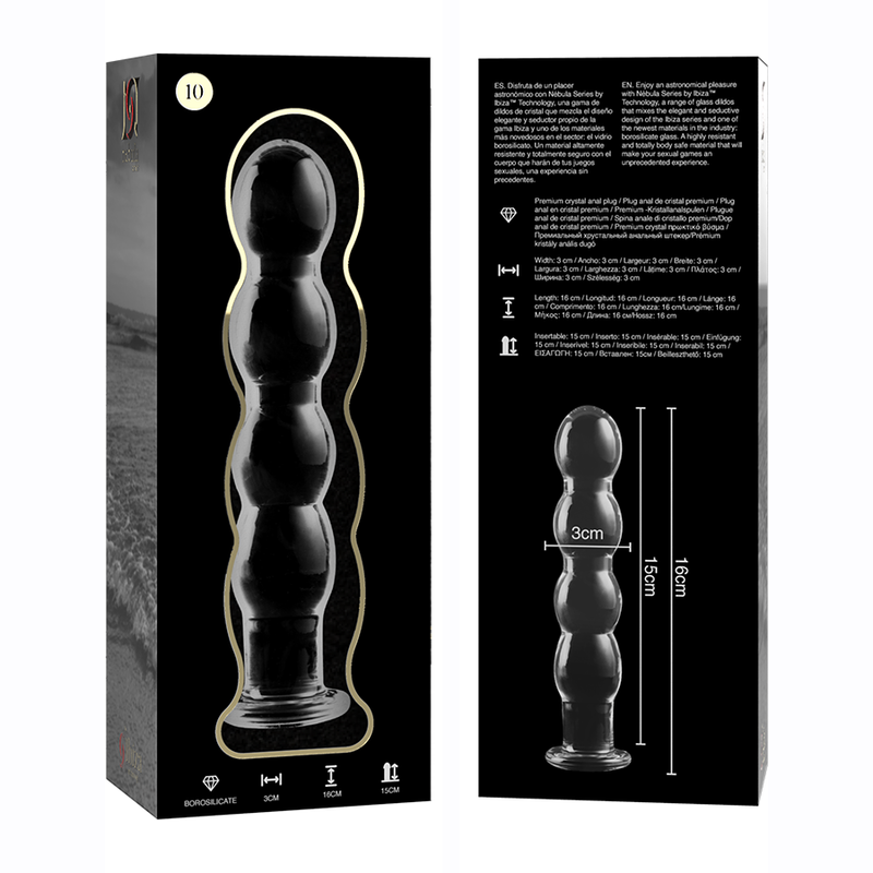 NEBULA SERIES BY IBIZA - MODELL 10 DILDO BOROSILIKATGLAS KLAR 16.5 CM -O- 3.5 CM