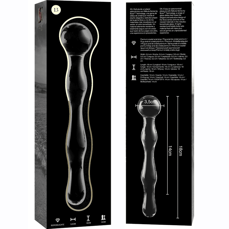 NEBULA SERIES BY IBIZA - MODELL 13 DILDO BOROSILIKATGLAS KLAR 18 CM -O- 3.5 CM - Vanelion Paradise