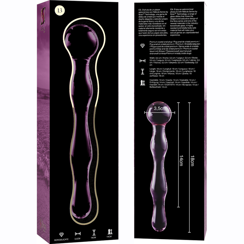 NEBULA SERIES BY IBIZA - MODELL 13 DILDO BOROSILIKATGLAS KLAR 18 CM -O- 3.5 CM