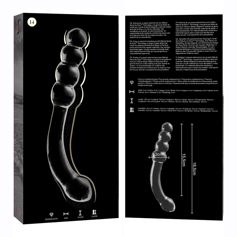 NEBULA SERIES BY IBIZA - MODELL 14 DILDO BOROSILIKATGLAS KLAR 18.5 CM -O- 3 CM - Vanelion Paradise
