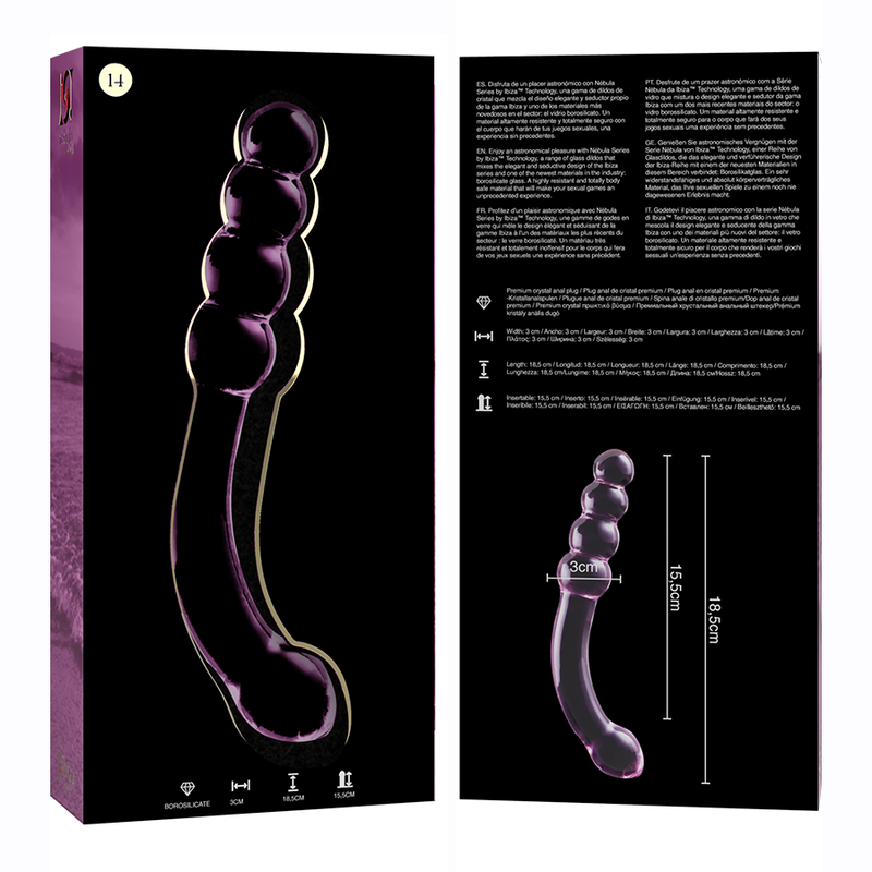 NEBULA SERIES BY IBIZA - MODELL 14 DILDO BOROSILIKATGLAS KLAR 18.5 CM -O- 3 CM