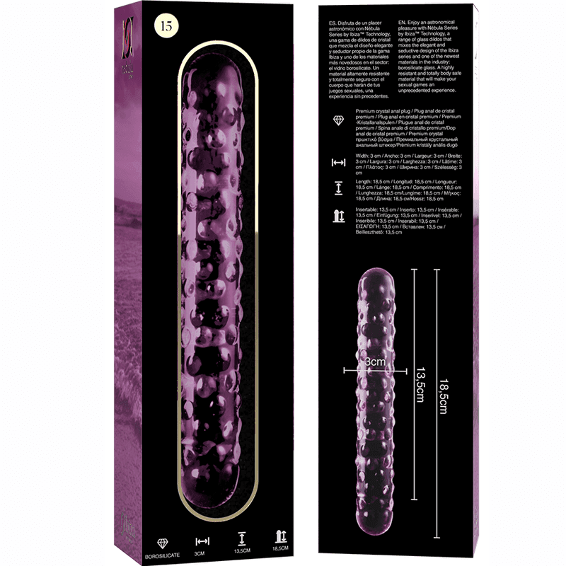 NEBULA SERIES BY IBIZA - MODELL 15 DILDO BOROSILIKATGLAS KLAR 18.5 CM - 3 CM - Vanelion Paradise