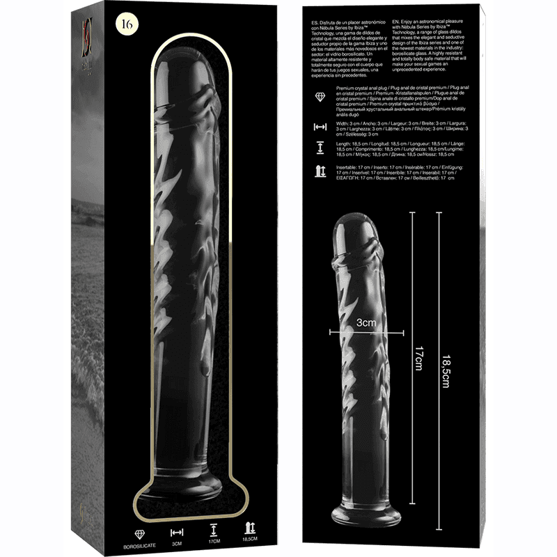 NEBULA SERIES BY IBIZA - MODELL 16 DILDO BOROSILIKATGLAS KLAR 18.5 CM -O- 3 CM - Vanelion Paradise
