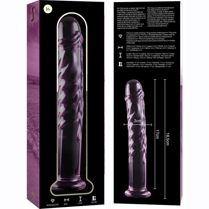 NEBULA SERIES BY IBIZA - MODELL 16 DILDO BOROSILIKATGLAS KLAR 18.5 CM -O- 3 CM - Vanelion Paradise