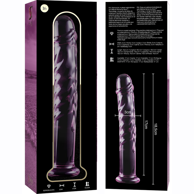 NEBULA SERIES BY IBIZA - MODELL 16 DILDO BOROSILIKATGLAS KLAR 18.5 CM -O- 3 CM