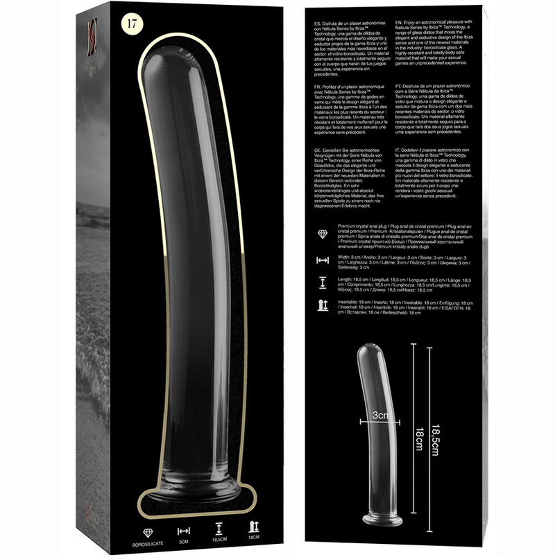 NEBULA SERIES BY IBIZA - MODELL 17 DILDO BOROSILIKATGLAS KLAR 18.5 CM -O- 3 CM