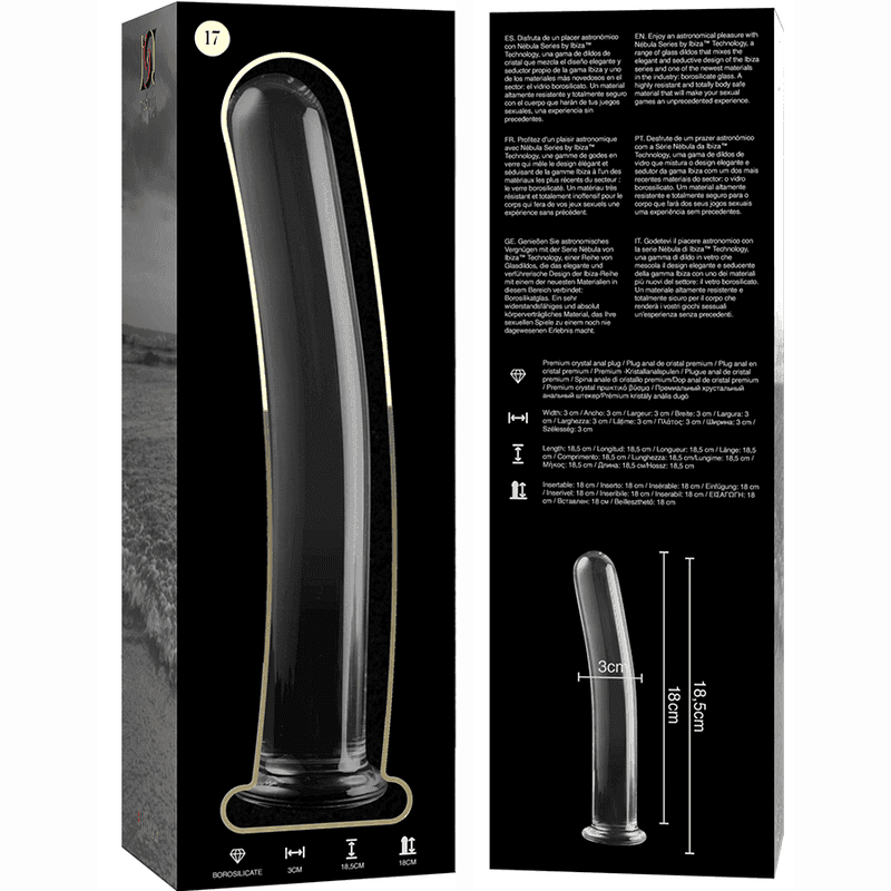 NEBULA SERIES BY IBIZA - MODELL 17 DILDO BOROSILIKATGLAS KLAR 18.5 CM -O- 3 CM - Vanelion Paradise