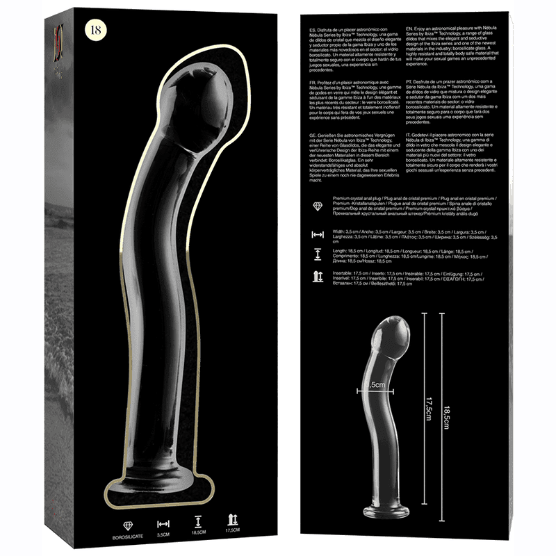 NEBULA SERIES BY IBIZA - MODELL 18 DILDO BOROSILIKATGLAS KLAR 18.5 CM -O- 3.5 CM - Vanelion Paradise