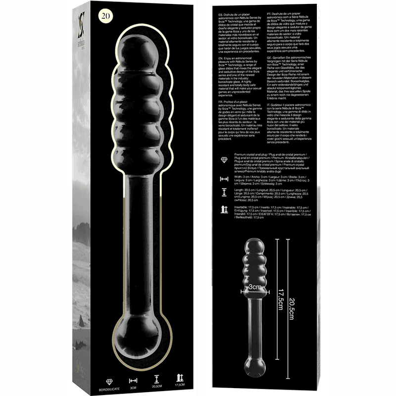 NEBULA SERIES BY IBIZA - MODELL 20 DILDO BOROSILIKATGLAS KLAR 20.5 CM -O- 3 CM - Vanelion Paradise