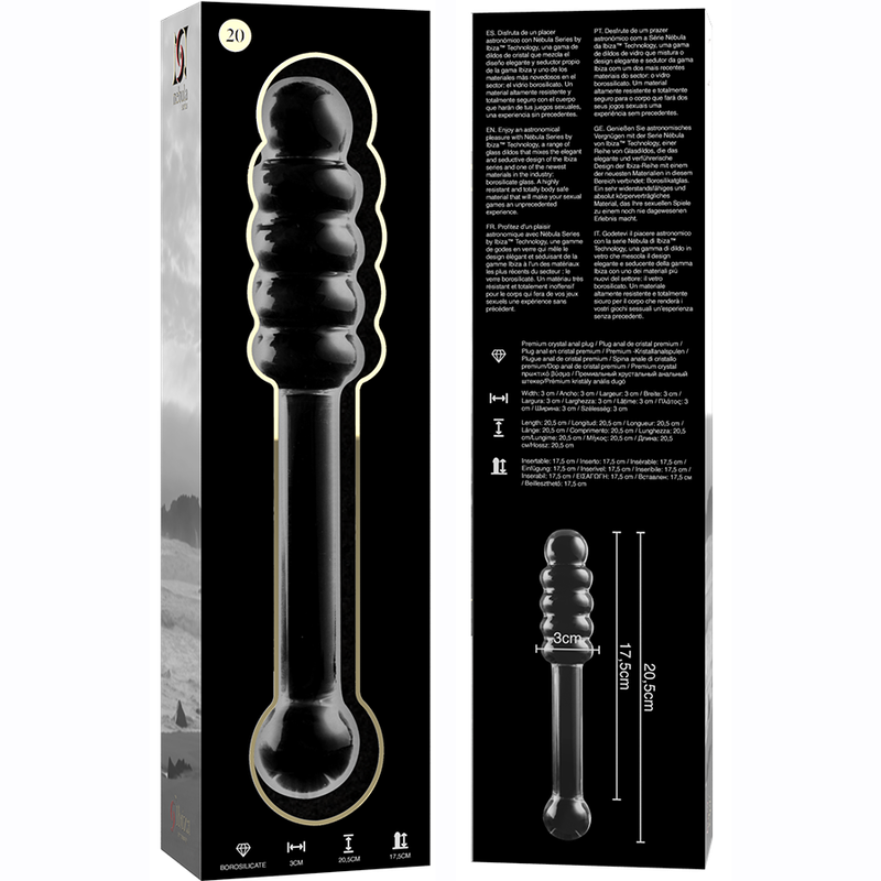 NEBULA SERIES BY IBIZA - MODELL 20 DILDO BOROSILIKATGLAS KLAR 20.5 CM -O- 3 CM