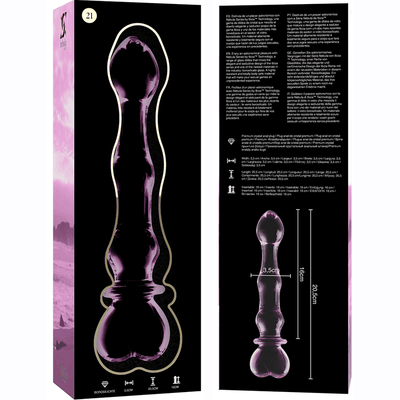 NEBULA SERIES BY IBIZA - MODELL 21 DILDO BOROSILIKATGLAS KLAR 20.5 CM -O- 3.5 CM - Vanelion Paradise